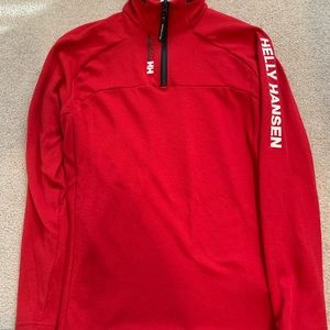 Helly Hansen Mens Red Quarter Zip Long Sleeve Shirt size Medium